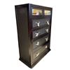 Image 1 : New - Modern Espresso Highboy Dresser - 2 Mirror Top Drawers - Embossed Faux-Leather Fronts - approx