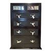 Image 2 : New - Modern Espresso Highboy Dresser - 2 Mirror Top Drawers - Embossed Faux-Leather Fronts - approx