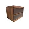 Image 1 : New - Modern 2-Drawer Nightstand | Walnut Finish & Copper Metallic Base