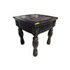 Image 1 : New - Elegant Black Carved Tall End Table | Faux Marble Inlay approx. 27in x 27in x 26in tall