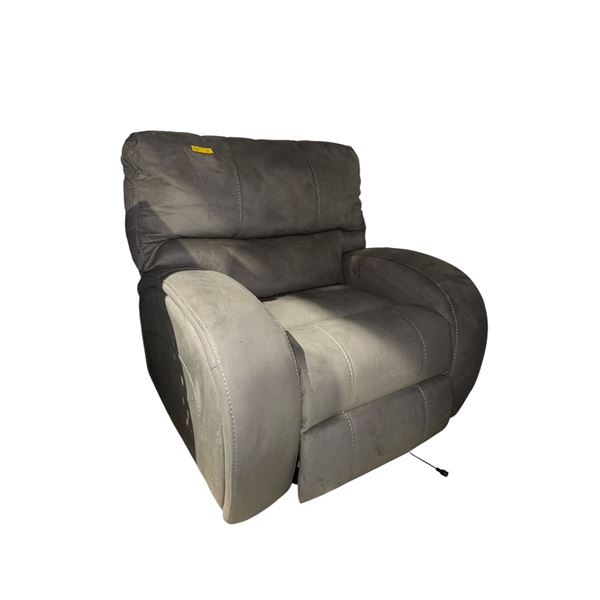 New - Gray upholstered power recliner chair