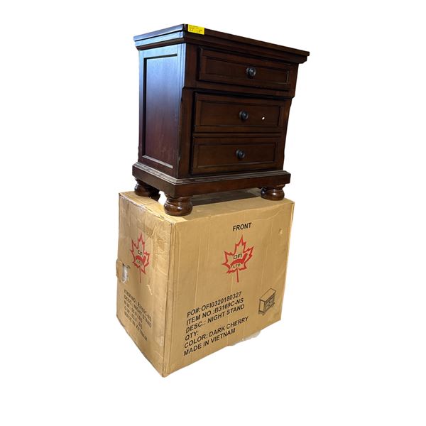 New - Set of 2 Dark Cherry Night Stands (one BNIB) - approx. 29x 18 x 30in H