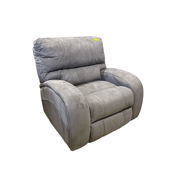New - Gray upholstered power recliner chair