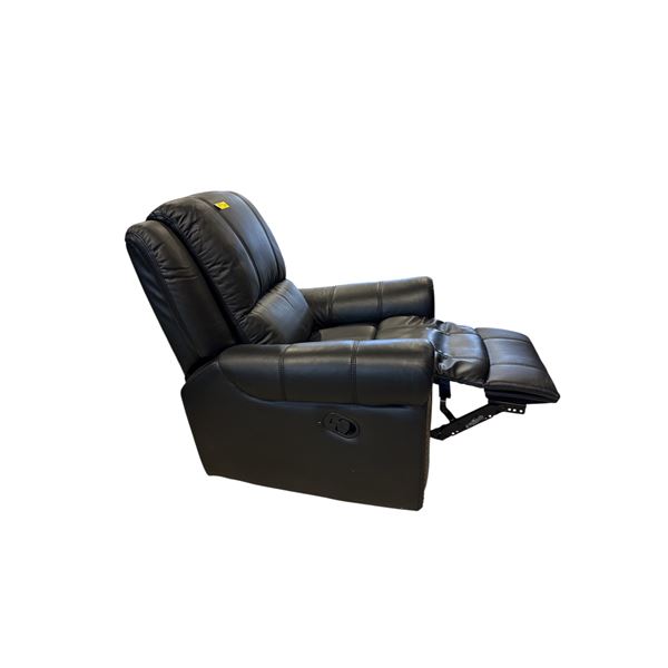 Black Leather Manual Recliner Nail Head Trim