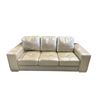 Image 1 : Shiny Cream Leather 3 Seater Sofa