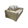 Image 2 : Shiny Cream Leather 3 Seater Sofa