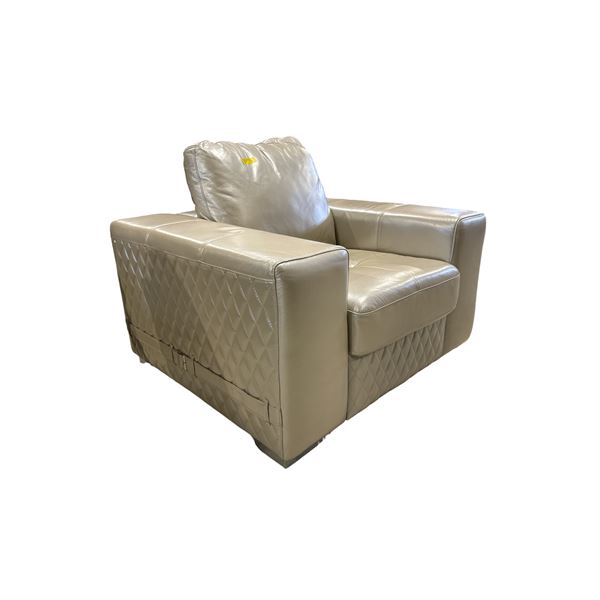 Shiny Cream Leather Sofa Chair