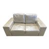 Image 2 : Shiny Cream Leather Loveseat