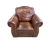 Image 2 : Distressed Brown Leather Brass Nailheads Arm Chair