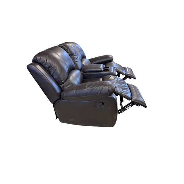 Amax Leather - Brown Leather Double Manual Rocker Recliner With Cup Holders and Arm Storage