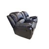 Image 3 : Amax Leather - Brown Leather Double Manual Rocker Recliner With Cup Holders and Arm Storage