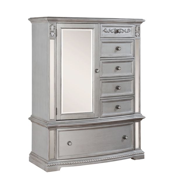 BNIB - Pamela Traditional Style Chest in Silver finish Wood by Cosmos Furniture