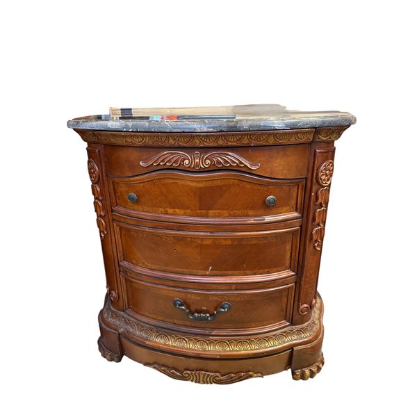 Michael Amini Style Marble Top Tall nightstand - approx. 34x20x33in H