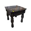 Image 1 : New - Elegant Black Carved Tall End Table | Faux Marble Inlay approx. 27in x 27in x 26in tall