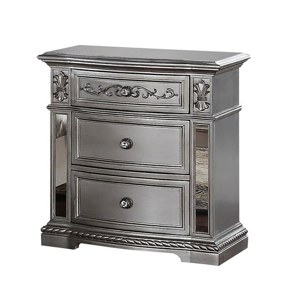 BNIB - Set of 2 Pamela Glazed Silver Night Stands