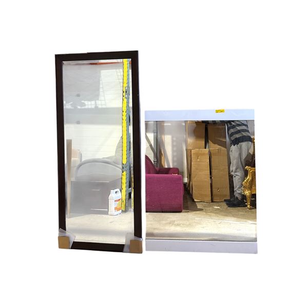 2pc assorted wall mirrors - brown 65x28 1/2in