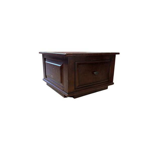 New - Dark Brown Wooden Square End Table Single Drawer - 26x26x16in H
