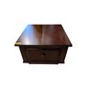 Image 2 : New - Dark Brown Wooden Square End Table Single Drawer - 26x26x16in H