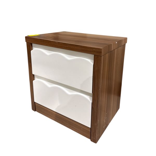 New Modern Wood & White 2-Drawer Nightstand