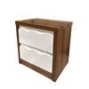 Image 1 : New Modern Wood & White 2-Drawer Nightstand