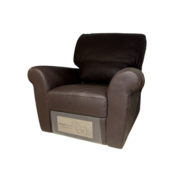 Natuzzi Editions Dark Purple Leather Manual Recliner