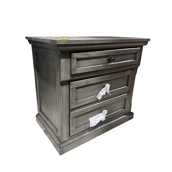 New - Solid Wood 2-Drawer Nightstand in Gray Finish (with legs)