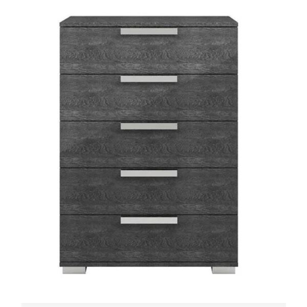 BNIB - Status Sarah Grey Birch Italian 5 Drawer Tall Chest with Horizontal Handles