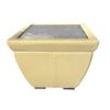Image 1 : Cream Faux Leather Cube Side Table with Inset Mirror
