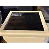 Image 3 : Cream Faux Leather Cube Side Table with Inset Mirror
