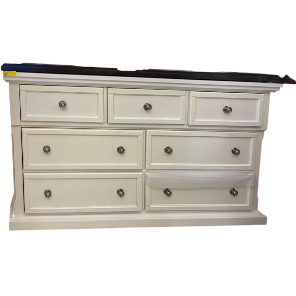 New - 7 Drawer White Dresser - approx. 64x18x36in H