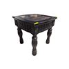 Image 1 : New - Elegant Black Carved Tall End Table | Faux Marble Inlay approx. 27in x 27in x 26in tall