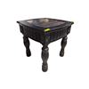 Image 3 : New - Elegant Black Carved Tall End Table | Faux Marble Inlay approx. 27in x 27in x 26in tall