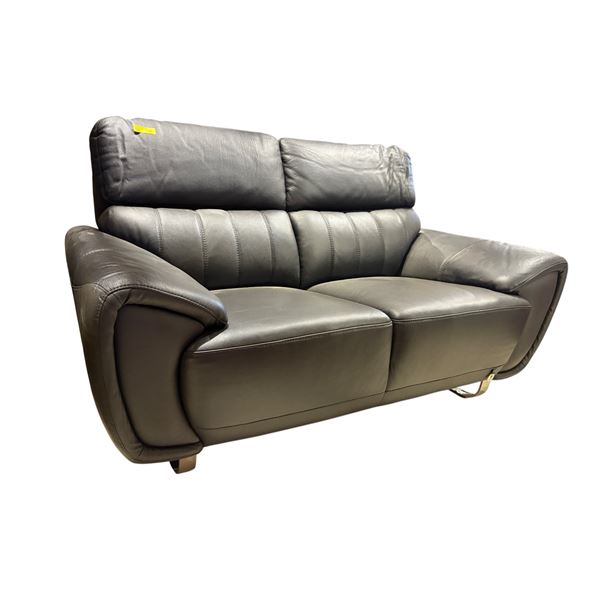 Modern Leather Black Loveseat