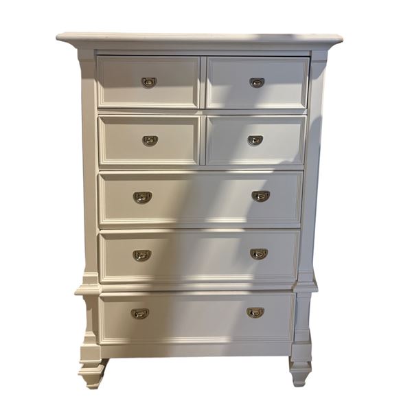 New - Ashley Furniture 5 Drawer White Chest - approx. 38in x 20in x 56in H