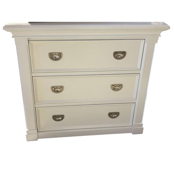 New - 3 Drawer Elegant White End Table