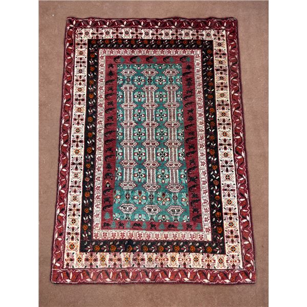 Fine texture with all over design. Low-pile 100% Authentic Hand Knotted Wool Persian Rug Handmade in