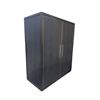 Image 1 : Contemporary Black with Brass Trim 2 Door cabinet - no handles or shelves - approx 38x18x44in H