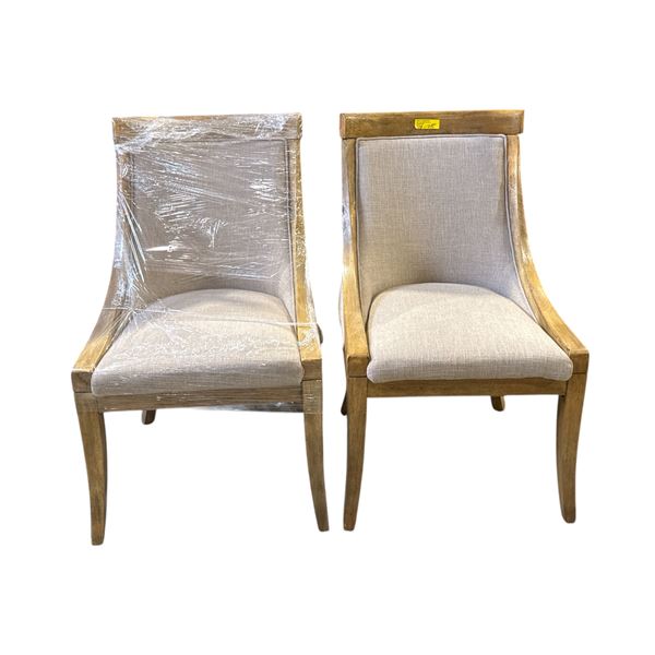 Set of 2 upholstered beige dining chairs