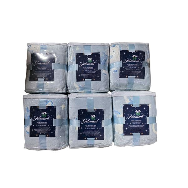 Group of 6 - New Jelement Glow in the Dark Throw Blanket (60" x 80") THIS LOT IS LOCATED AT 2635 LIL