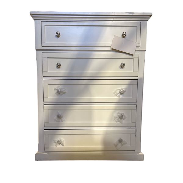 New - 5 drawer elegant white chest