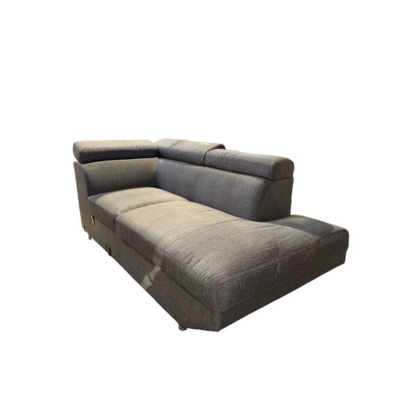 2 seater gray sofa with adjustable headrests