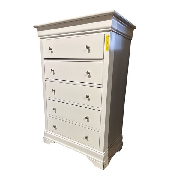 Elegant White 5 drawer chest