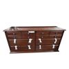 Image 1 : Dark Cherry 6-Drawer Dresser, H30" x W61" x D18" (wear on the corners)