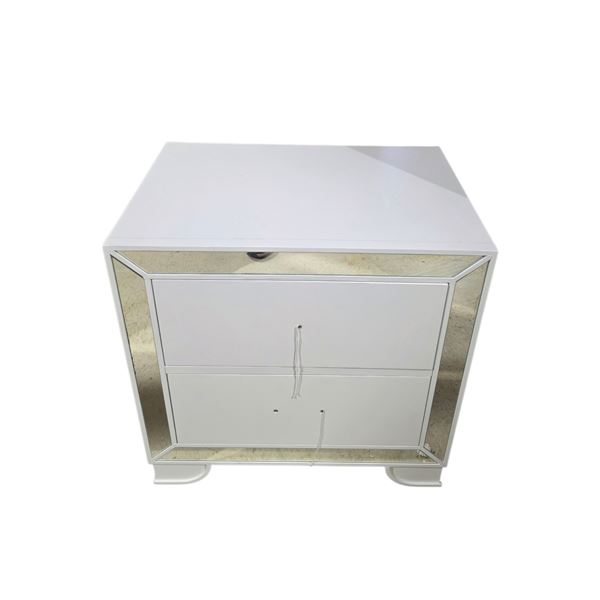 White 2-Drawer Nightstand, H26" x W26" x D17" (handles inside drawer)