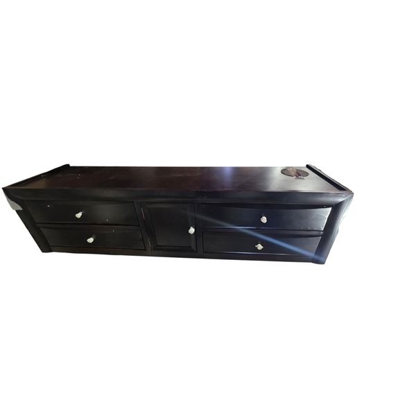 Dark Espresso Wood Low-Profile Console Cabinet, H21" x W79" x D15.5" (minor wear on the corners)