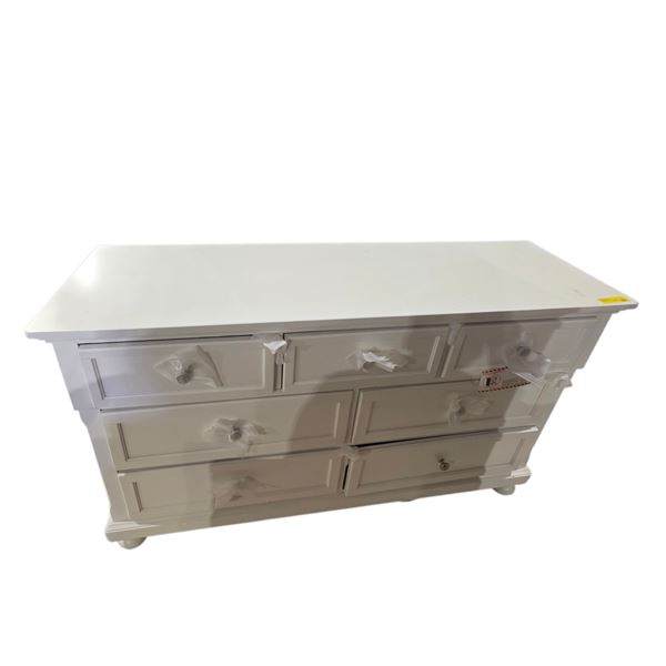 White 7-Drawer Dresser, H40" x W65" x D18"