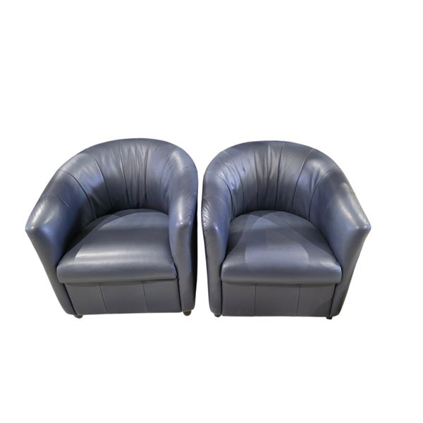 Pair of Dark Blue Barrel Chairs