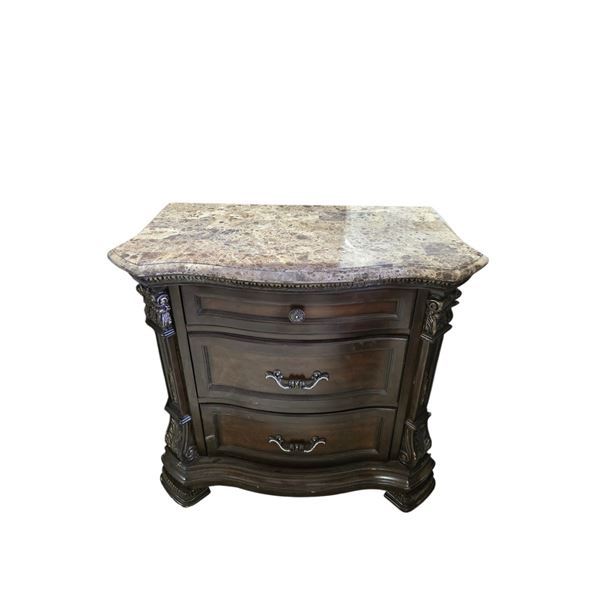 Dark Wood Nightstand, H32" x W33" x D17"