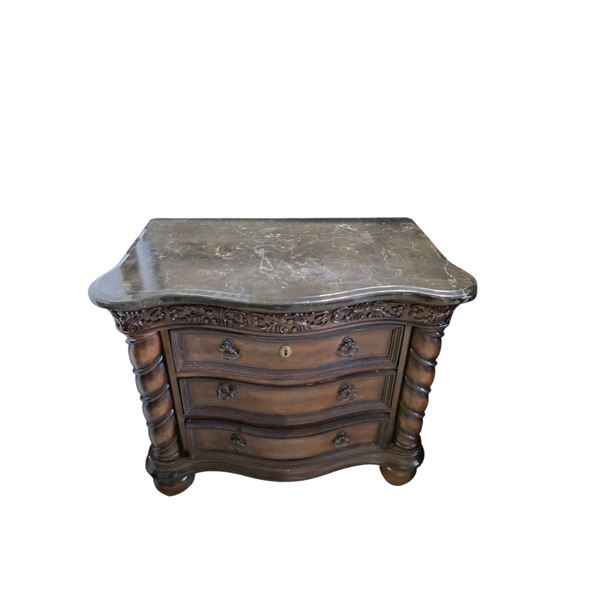Wood 3-Drawer Nightstand, H30" x W36" x D20" (wear on the surface)