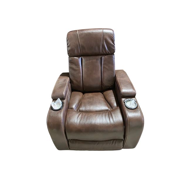 Amax Leather Brown Faux Leather Home Theater Recliner